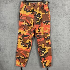 Autumn Camo Cargo Pants Mens Medium Orange Brown Skater Hiphop Y2K Hunter Grunge